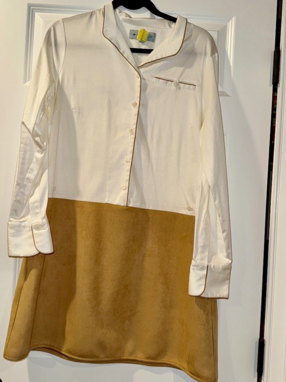 Tuckernuck Delfina Camel Faux Suede Shirtdress